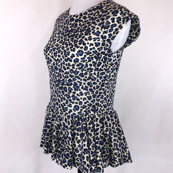 Rebecca Taylor blue cheetah peplum top - Picture 3 of 8